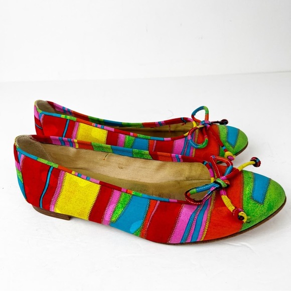SZ 7.5 Stuart Weitzman Rainbow Bow Flats - Picture 2 of 7